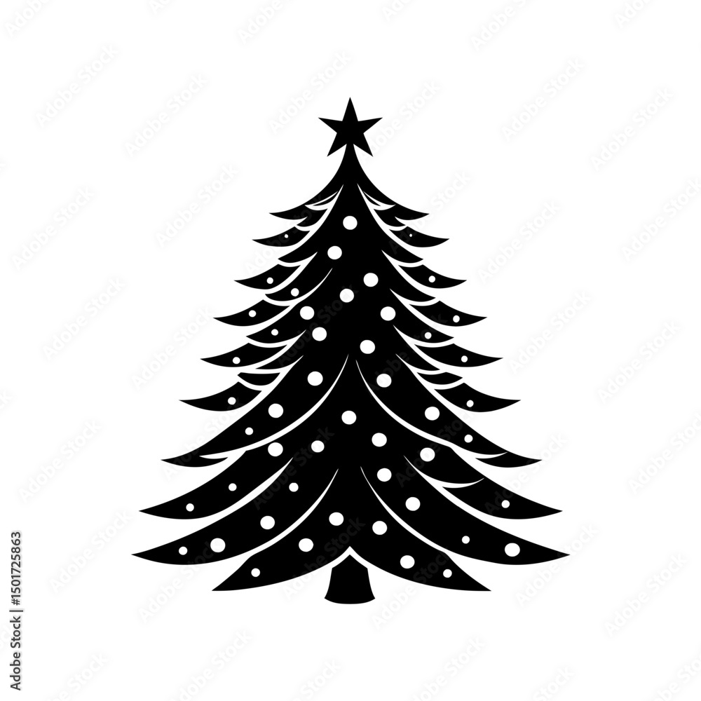 Obraz premium christmas tree simple flat vector silhouette