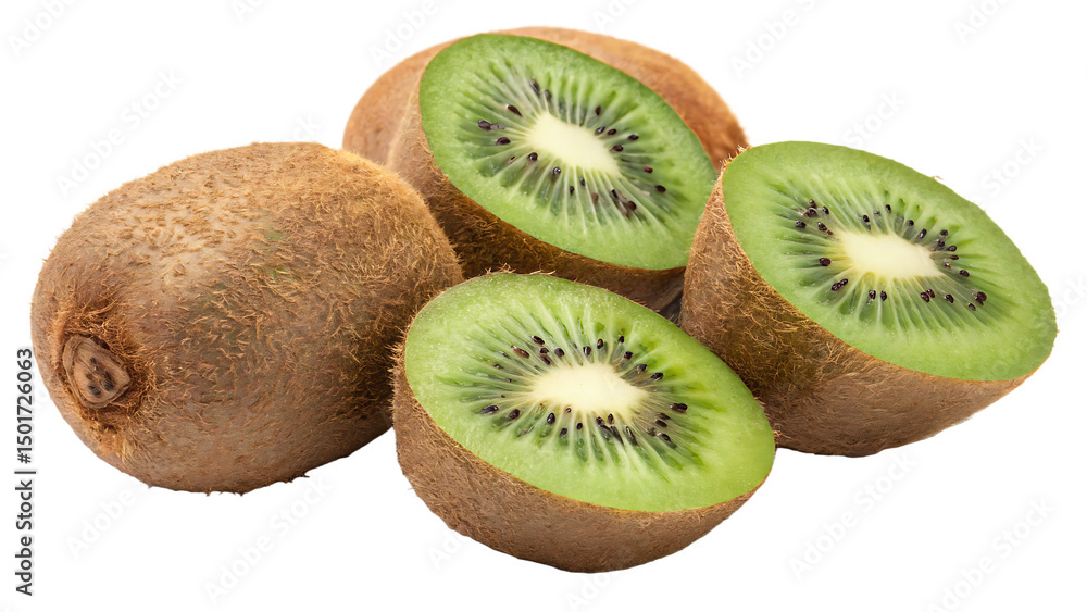 Obraz premium kiwis fruit isolated on white background PNG. AI GENERATED