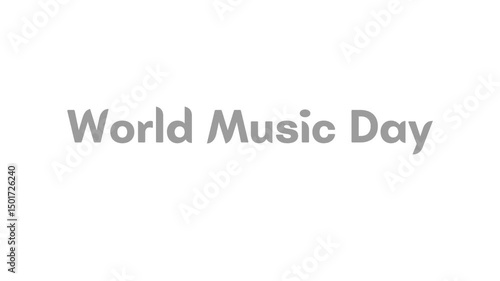 A simple graphic showing the words world music day in gray text