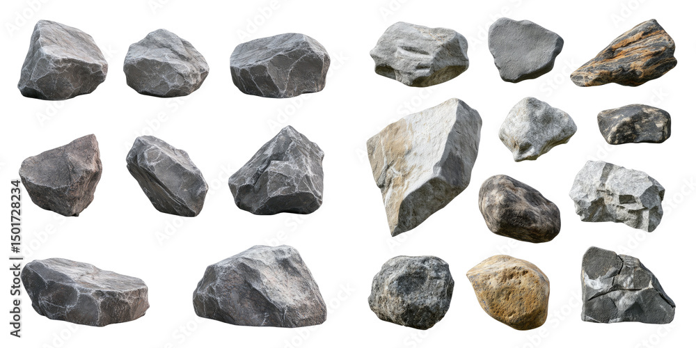 A collection of rocks in various sizes and shapes A collection of rocks in various sizes and shapes
