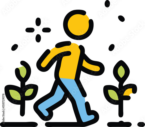 Running black silhouette of a person with a ball, an abstract sport illustration of a soccer player in action