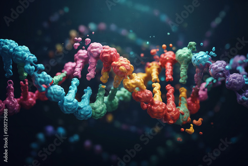 Colorful Abstract DNA Double Helix Strand