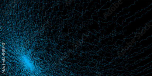 Curved narrow white traces or trails on black. vector Eps10