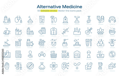 Alternative Medicine line icon pack. Alternative Medicine Stroke icon set. Editable Stroke icon