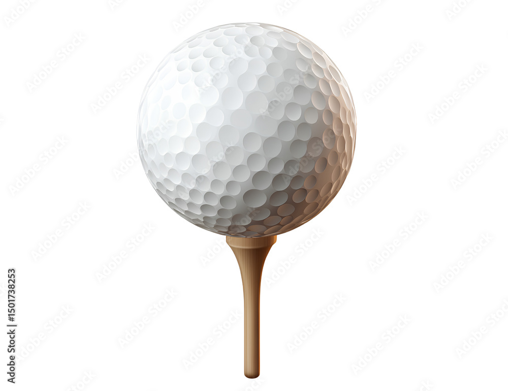 Golf ball on a tee with snow, transparent background, Golf ball on a tee with snow, transparent background,