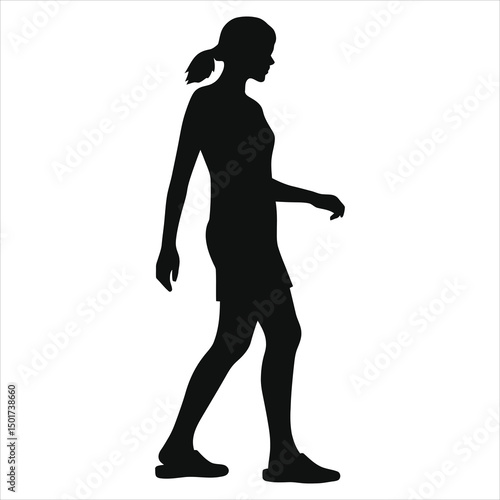 ( Mules slip-ons)Vector Silhouette of a Woman Walking/A simple, elegant silhouette of a woman walking.