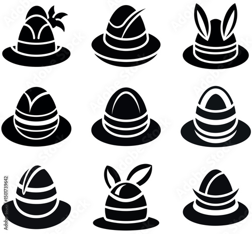 Easter Hat Silhouettes Bundle – Stylish Hat Vector Icons Set
