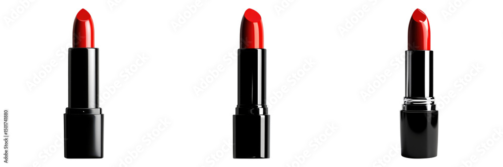 Three red lipsticks are shown side by side Three red lipsticks are shown side by side
