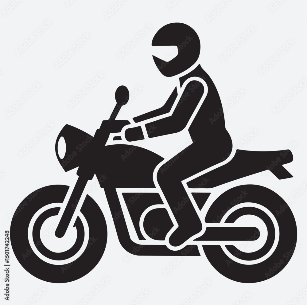 Fototapeta premium riding big motor cycle icon silhouette vector art illustration, silhouette of a biker