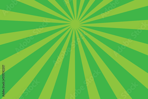Bright green rays background. Comics, pop art style.