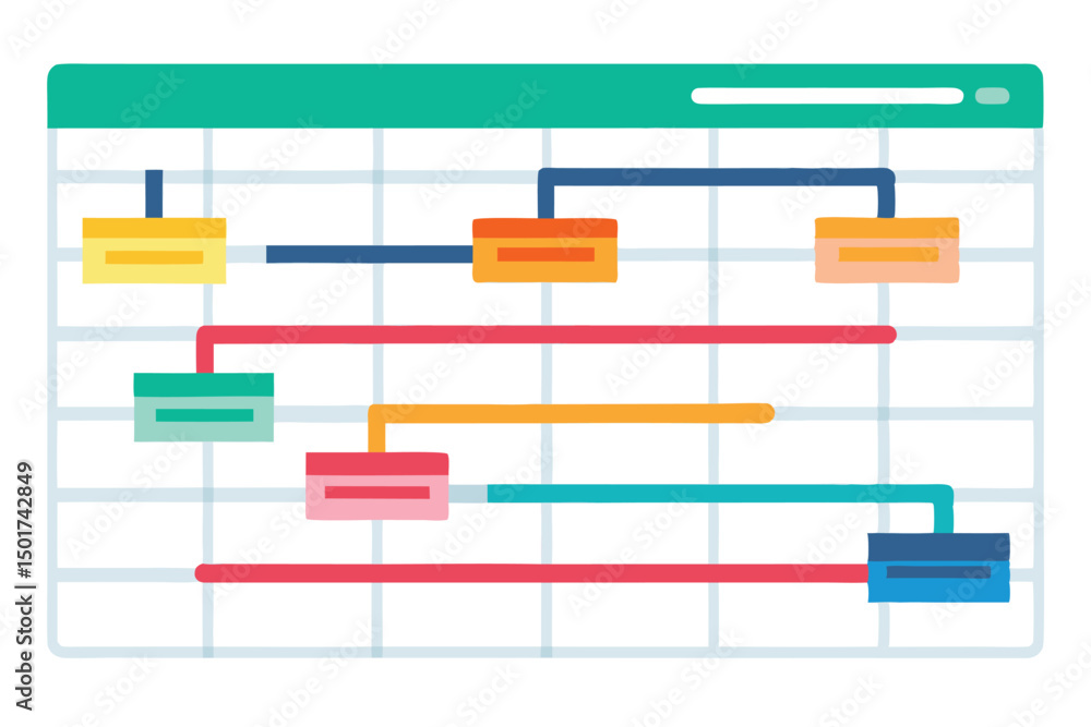 Obraz premium Colorful project gantt chart vector illustration for business planning presentation