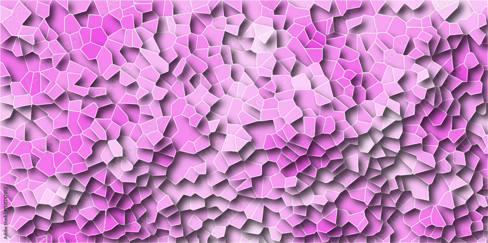 Fototapeta premium 3D Abstract Tiles broken glass Texture with Green Shades. Abstract colorful broken stained glass background design with line. Geometric pattern with 3d shapes vector Illustration.
