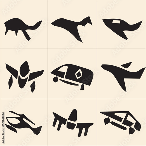 All kind of transportation vector Black and white set-14