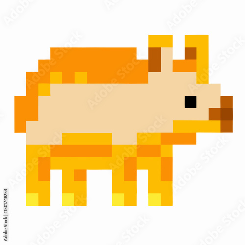 pixel art hedgehog with fiery colors retro gaming animal design, vibrant orange and yellow hues