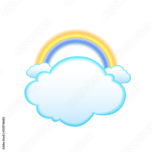 Vector rainbow clouds with rainy monsoon background illustration.