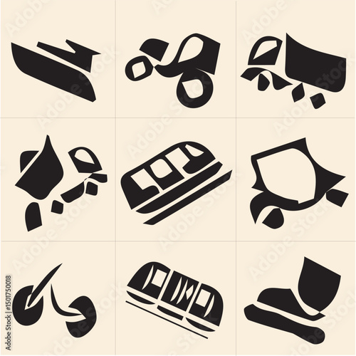 All kind of transportation vector Black and white set-18