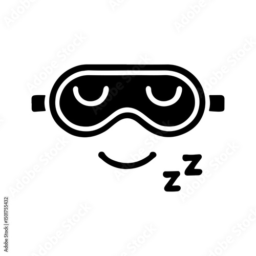 Black eye sleep mask icon silhouette vector flat design. Sleeping blind mask.