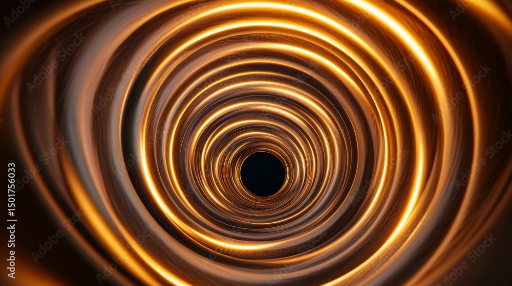 Naklejka premium Abstract Glowing Rings Tunnel to Black Hole, Cosmic , Space art