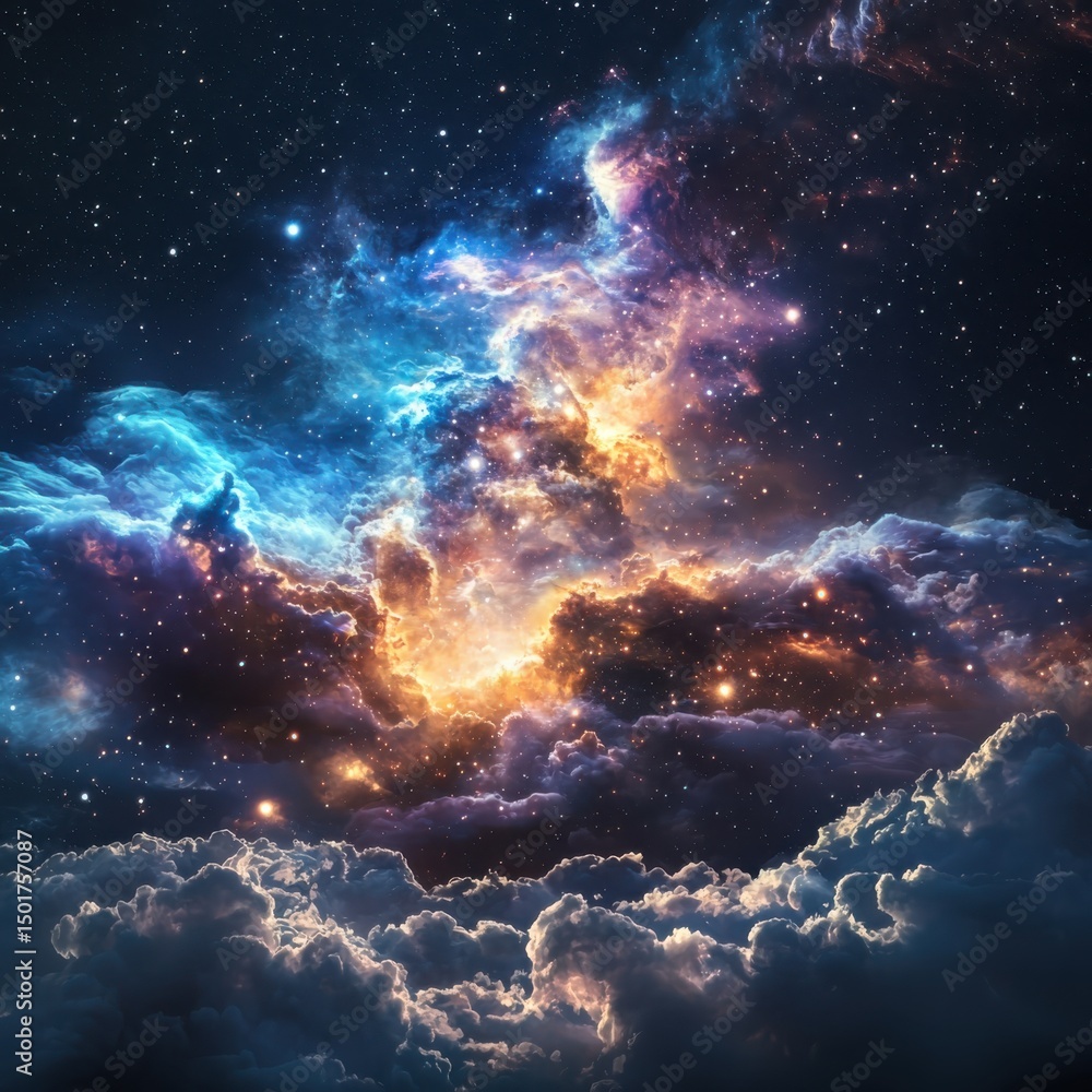 Celestial nebula explosion deep space digital art cosmic environment wide-angle view universe concept Celestial nebula explosion deep space digital art cosmic environment wide-angle view universe concept