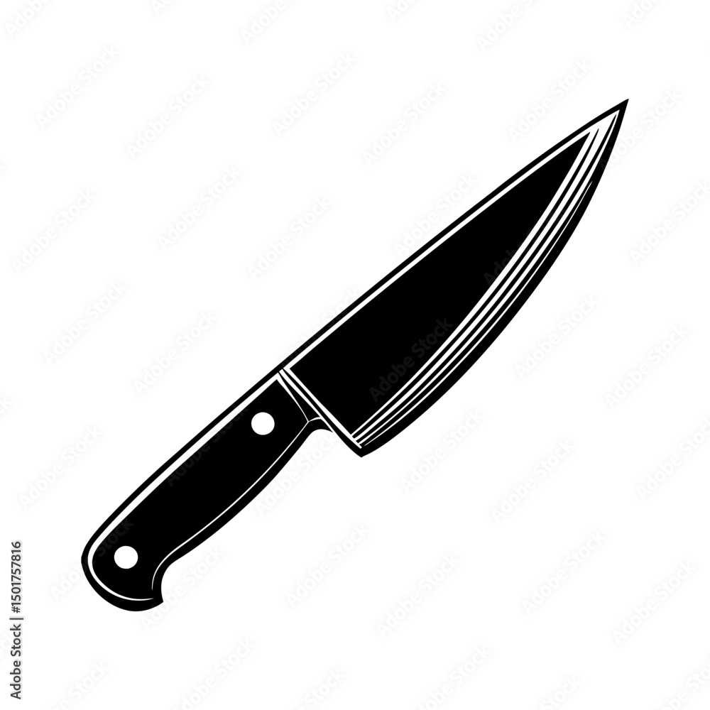 Obraz premium close up angled blade of a chef's knife vector silhouette