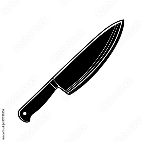 close up angled blade of a chef's knife vector silhouette