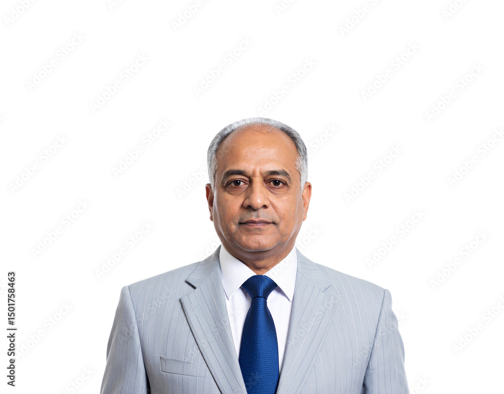 Portrait of a mature man in a pinstripe suit and blue tie Portrait of a mature man in a pinstripe suit and blue tie