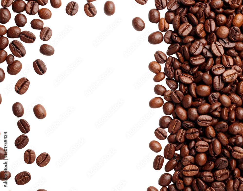 Roasted Coffee Beans Bordering a Transparent Space Rich Aroma and Warm Tones Roasted Coffee Beans Bordering a Transparent Space Rich Aroma and Warm Tones