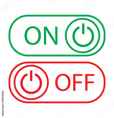Set of power On and Off switch icon collection. Toggle switch symbol. Vector Illustration.