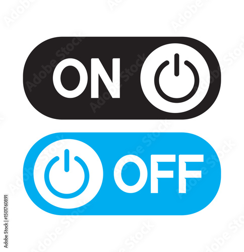 Set of power On and Off switch icon collection. Toggle switch symbol. Vector Illustration.