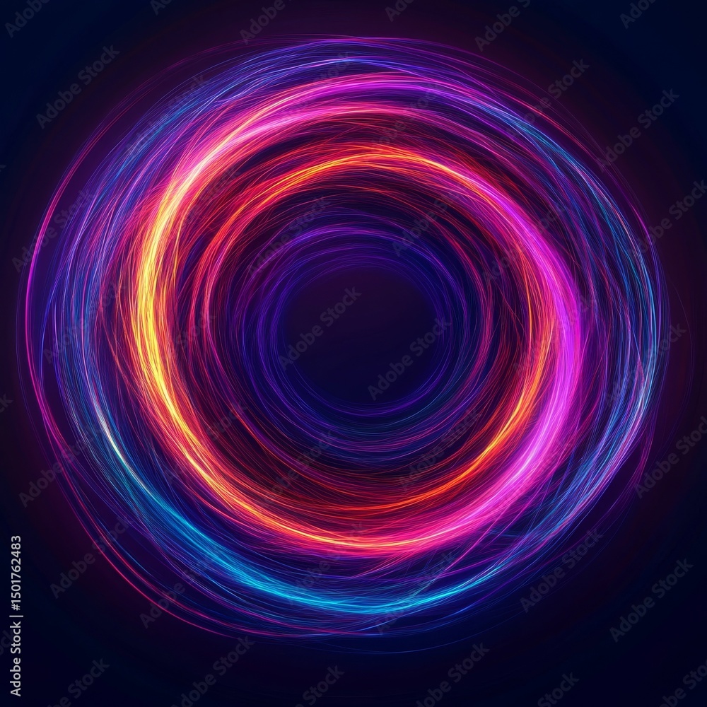 Fototapeta premium Glowing Circle Abstract Light Trails Vortex, futuristic , background