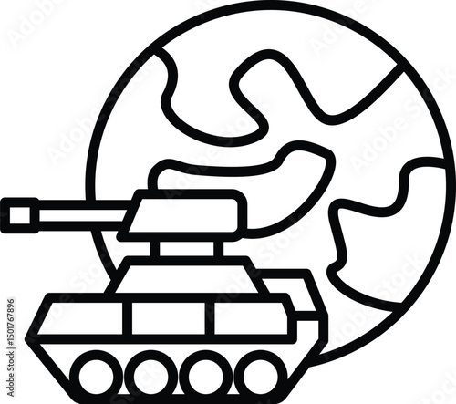 World War I Tank and Globe Icon