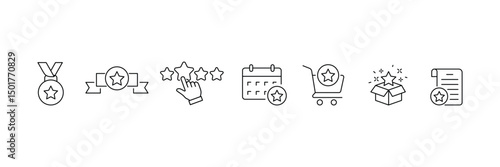 Set of Exclusive benefit icon collection. Reward, bonus, loyalty, star, winner, award, prize, incentive symbol.