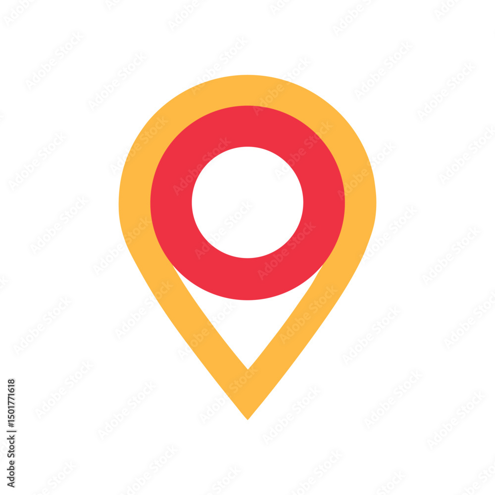 Vector art of Location pin isolated on white background in yellow and red colors Vector art of Location pin isolated on white background in yellow and red colors