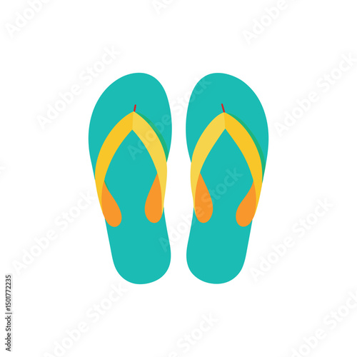 Vector art of Pair of flip-flops isolated on white background, summer footwear icon