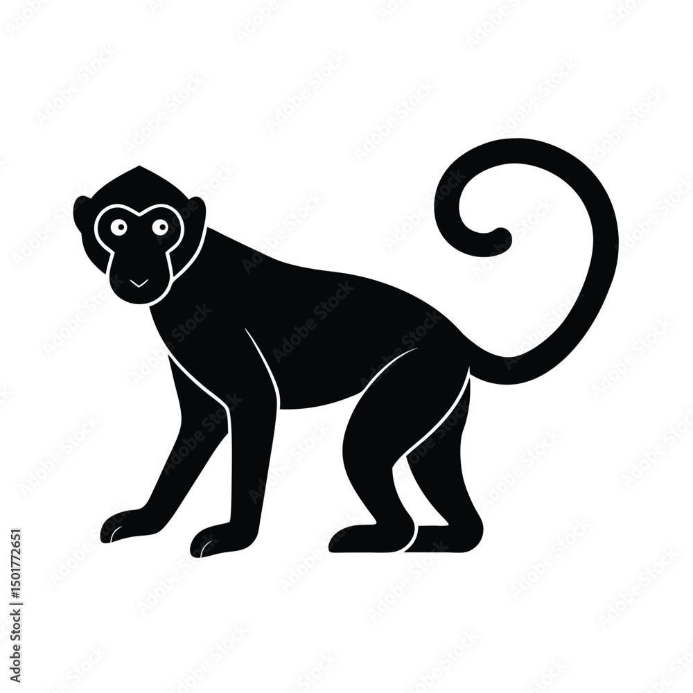 Obraz premium Monkey Silhouette Silhouette vector on white background 
