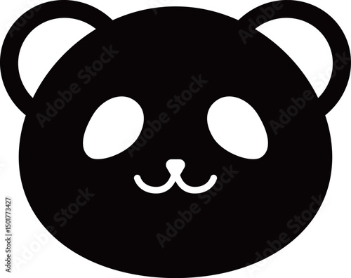 パンダのアイコン　モノトーン