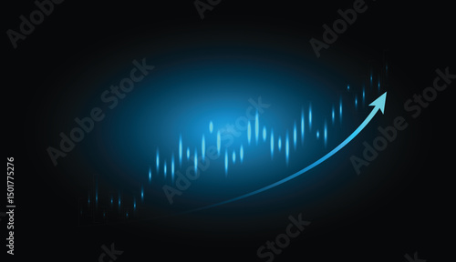 Business gradient candle stick graph chart with arrow stock market graph design. trading illustration vector design.