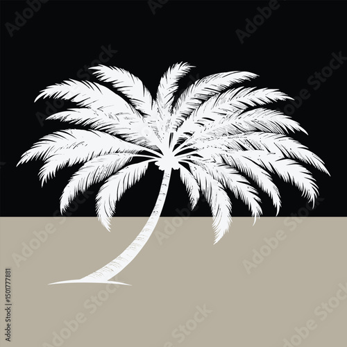 A Minimalist Palm Tree On The Seashore	