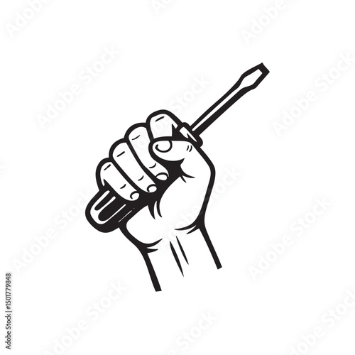 hand holding screwdriver vector