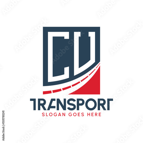 Letter CU Transport Logo Design. Modern CU Road Logo for Delivery, Transport Company and Fleet Business