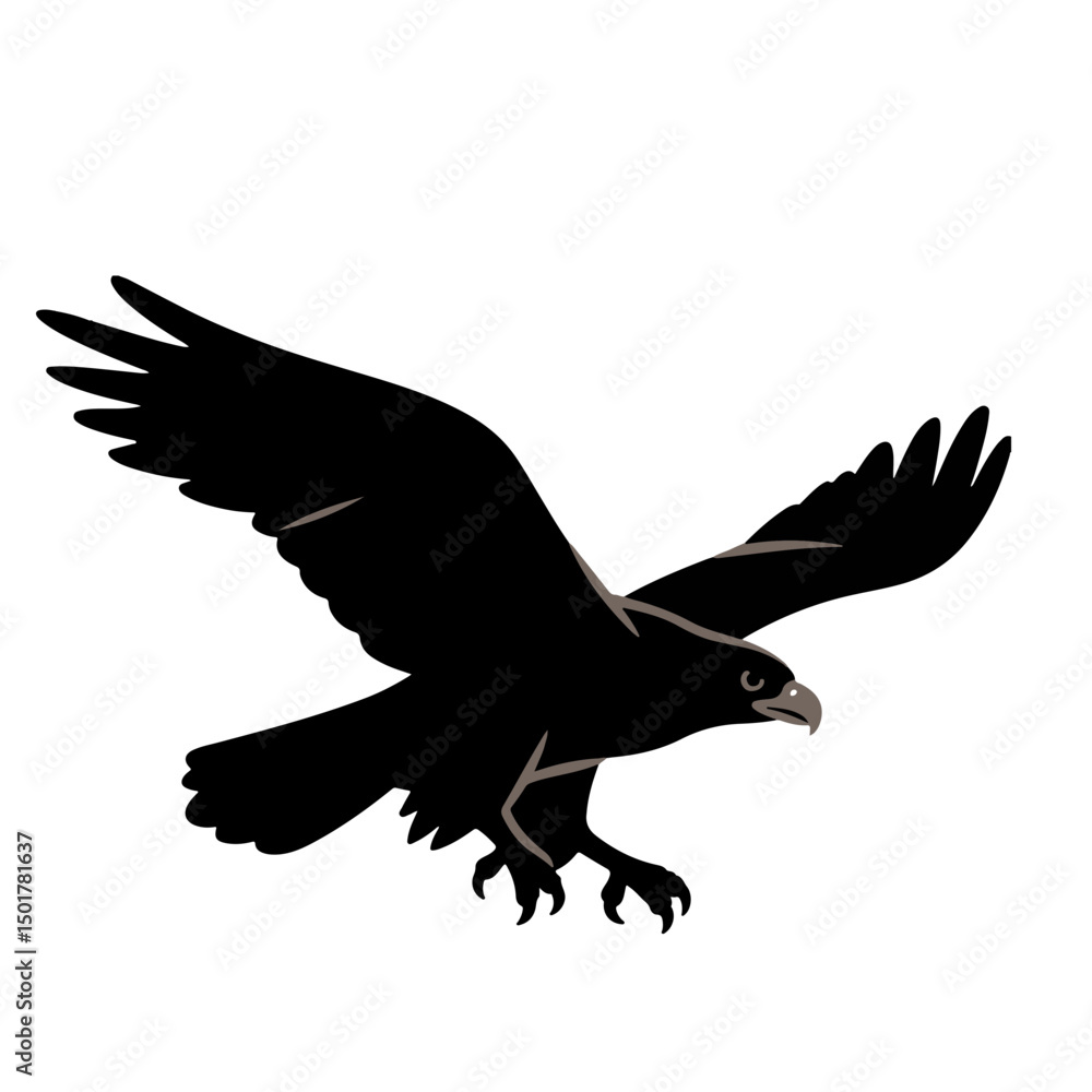 Fototapeta premium A black silhouette of an eagle in flight, illustrating power and freedom.
