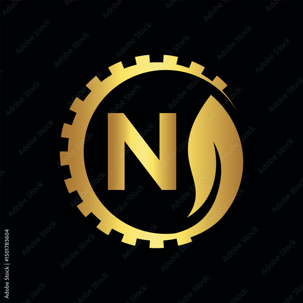 Fototapeta premium Industrial Logo combine with letter N vector template