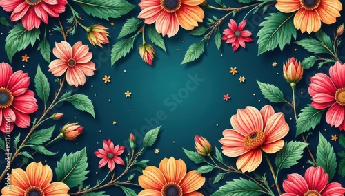 Intricate floral design with leaves and vines creates a flowing, organic seamless repeat , organic pattern, vine, pattern