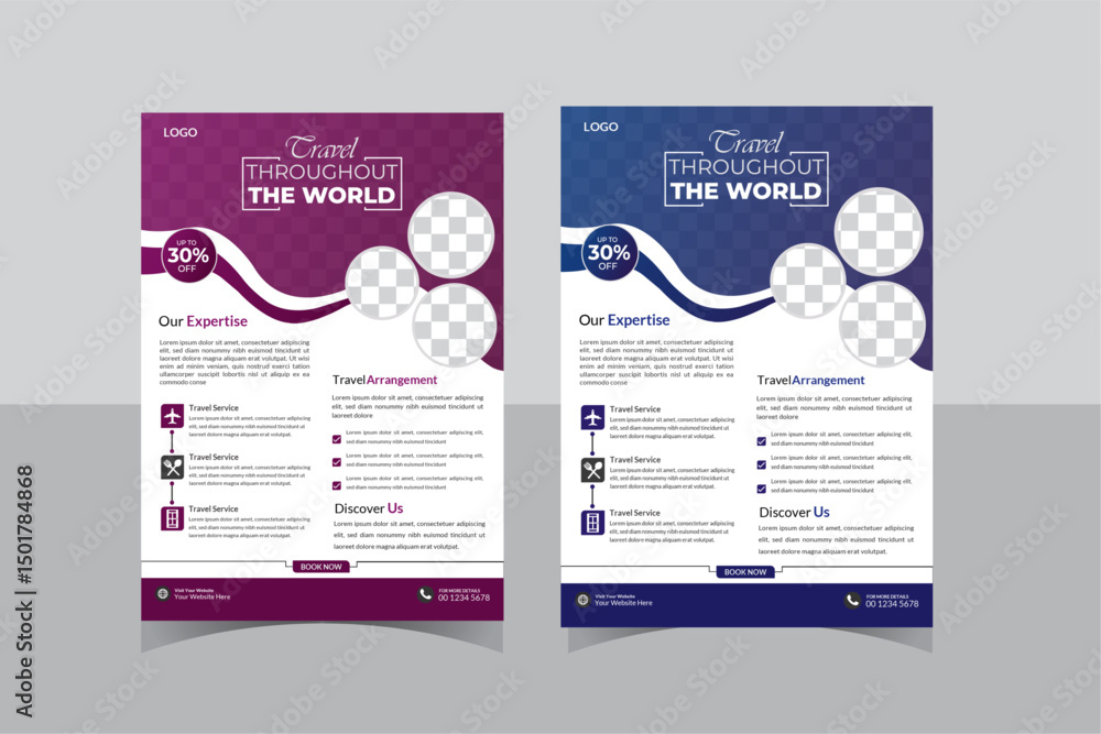 Obraz premium Corporate Modern Travel Flyer Design . Professonal stylish Creative Travel Flyer Design template.