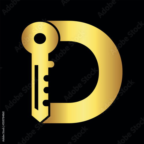 Initial Wave Logo combine with letter D vector template