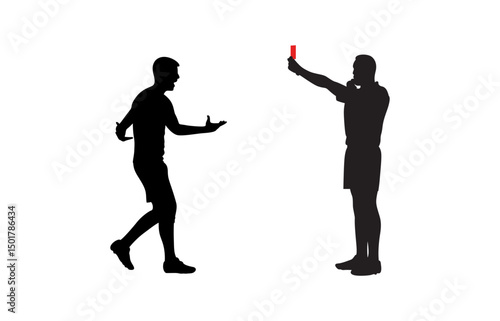 A referee is showing a card to a football player vector