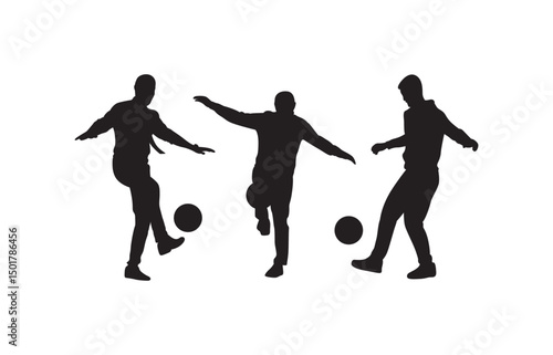 Three adult soccer players are training to play soccer vector.