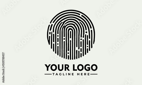 Abstract fingerprint pattern composed with digital distortion elements symbolizing biometric identity and data security. Technology concept
