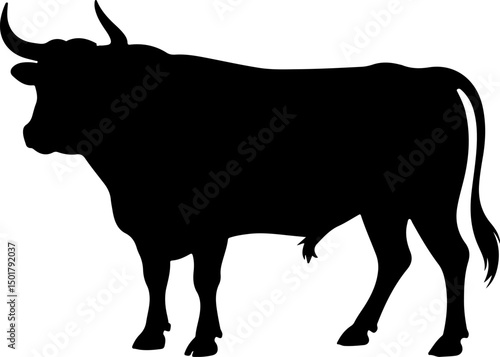Cow silhouette and line art vector illustration.