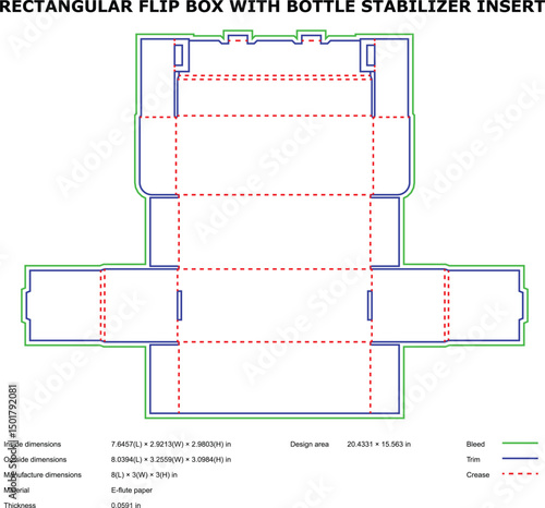 Rectangular flip box design template bottle stabilizer insert